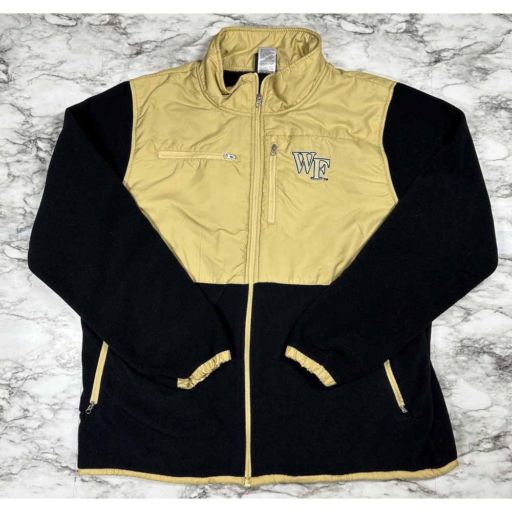 Genuine Stuff Jacket‎ Mens Size XL Black Yellow Gold Fleece West Forest Full Zip